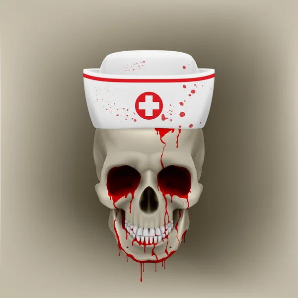 Bleeding skull in nurse cap — Stock Vector