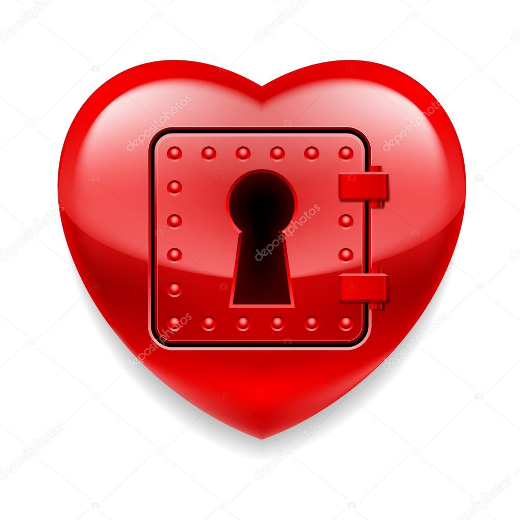 Shiny red heart as a safe