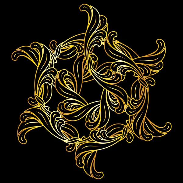 Altın çiçek desenli — Stok Vektör
