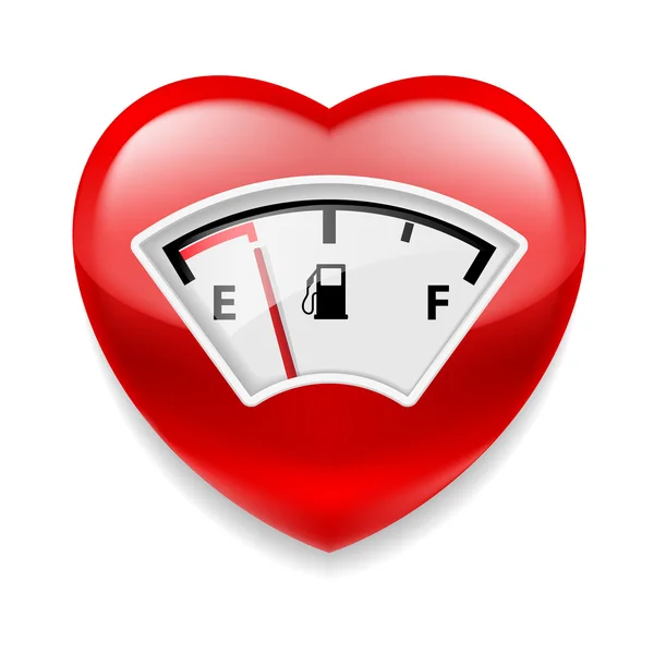 Сердце с индикатором топлива — стоковый вектор
