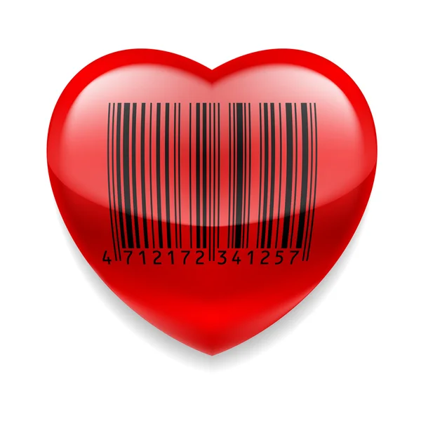 Red heart with barcode — Stock Vector