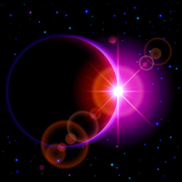 Темная планета с вспышкой
