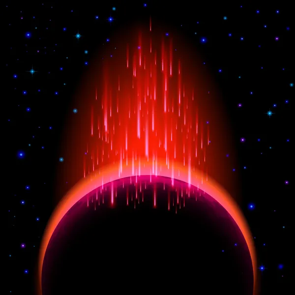 Dark planet with flare — Stock Vector