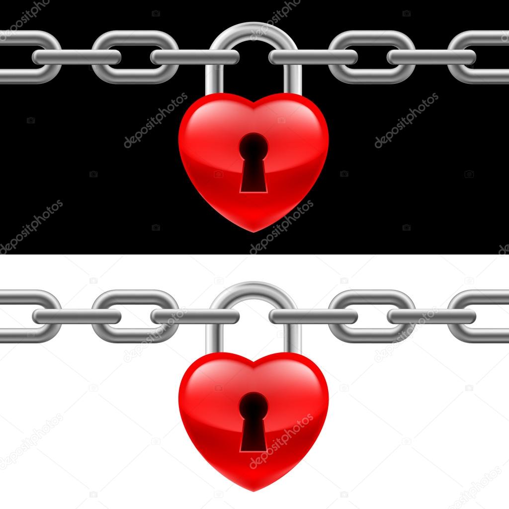 Heart lock with chain