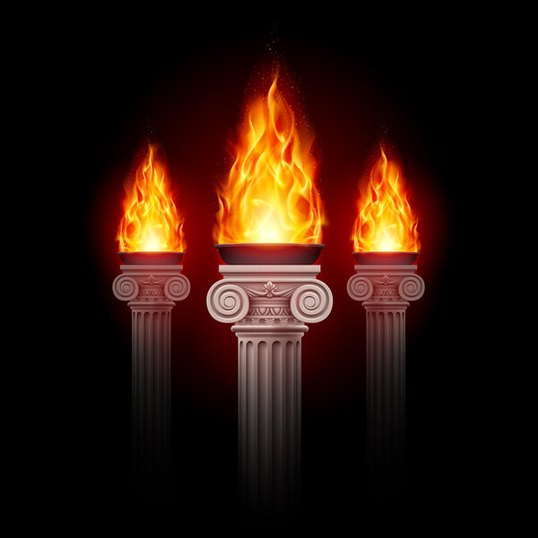 Columns with fire