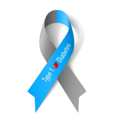 Gray and blue ribbon with blood drop clipart