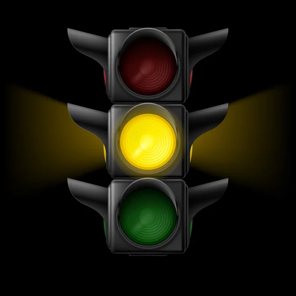 Traffic light with yellow on — Stock Vector