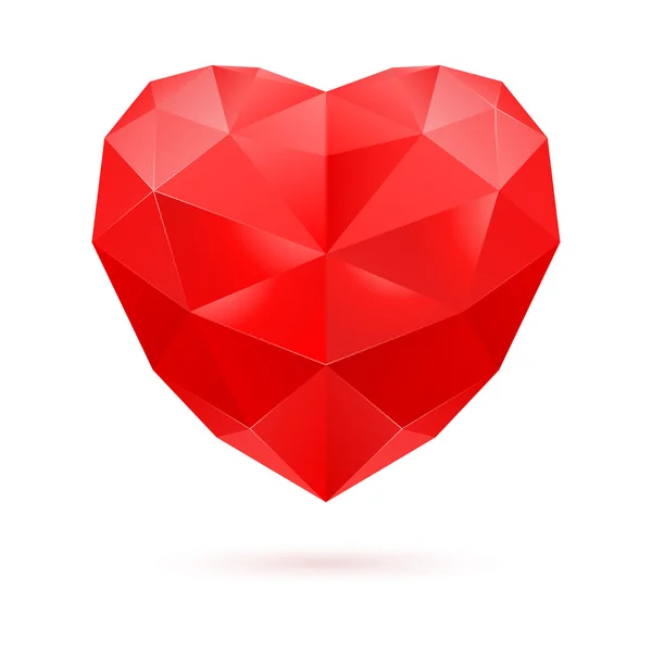 Corazón de polígono rojo — Vector de stock