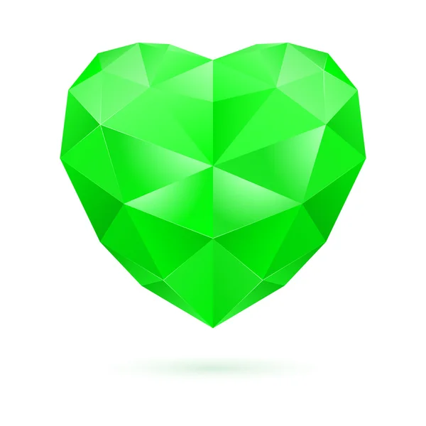 Corazón polígono verde — Vector de stock