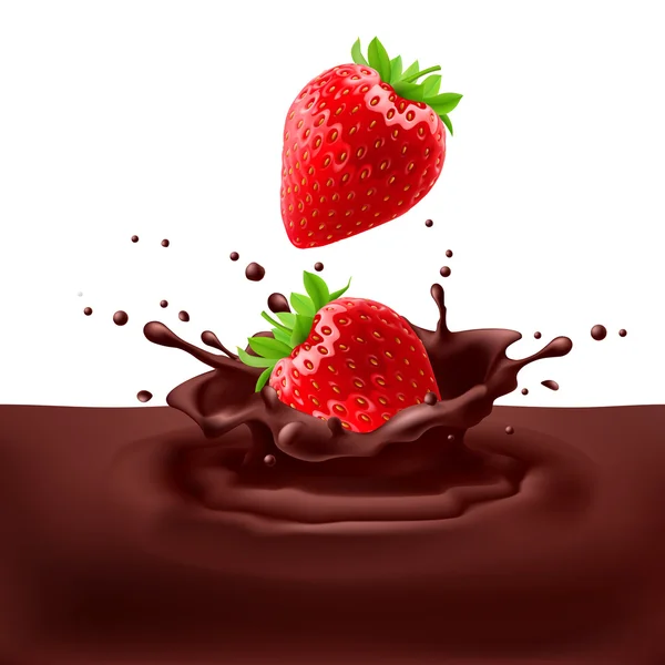 Strawberries with chocolate — Stock Vector