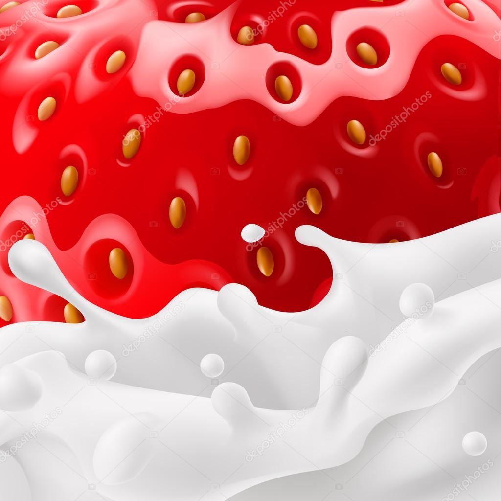 Strawberry and milk background