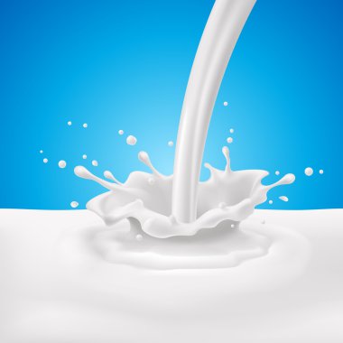 Milk pouring with splashes clipart