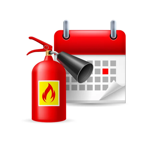 Fire extinguisher and calendar — Stock Vector