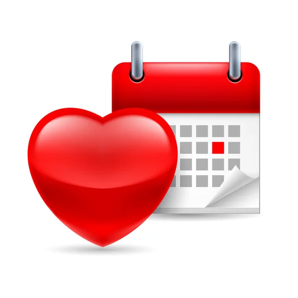 Corazón rojo y calendario — Vector de stock