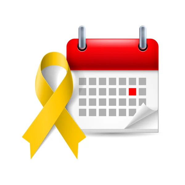 Ruban de sensibilisation jaune et calendrier — Image vectorielle