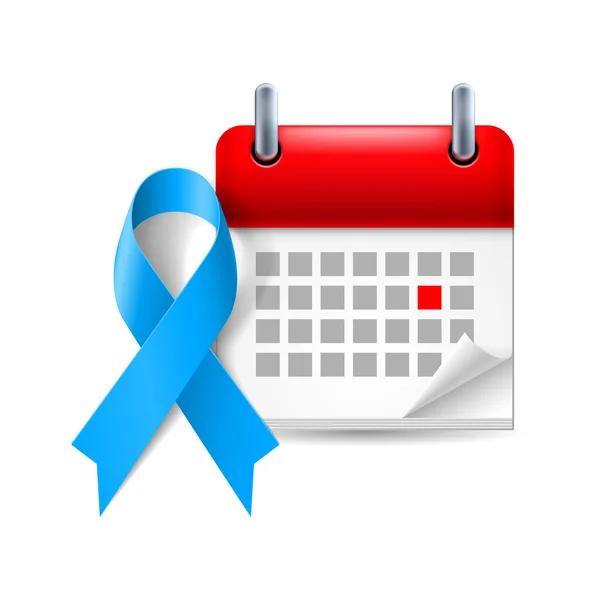 Blå awareness ribbon och kalender — Stock vektor