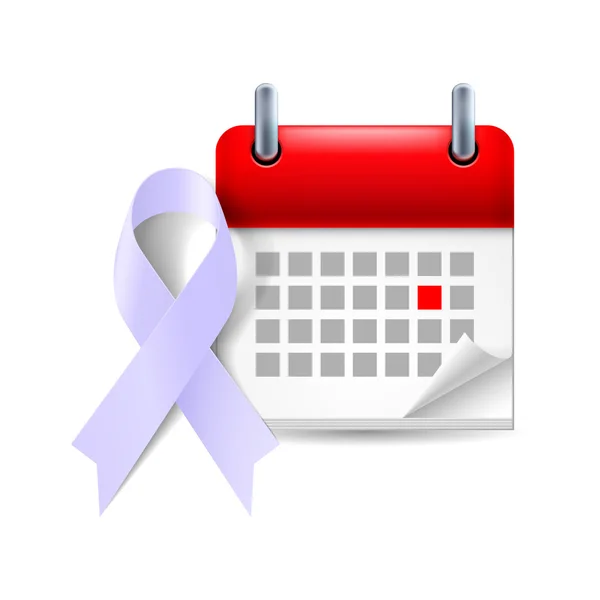 Lavendel bewustzijn lint en kalender — Stockvector