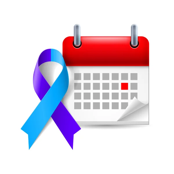 Blå och lila awareness ribbon och kalender — Stock vektor