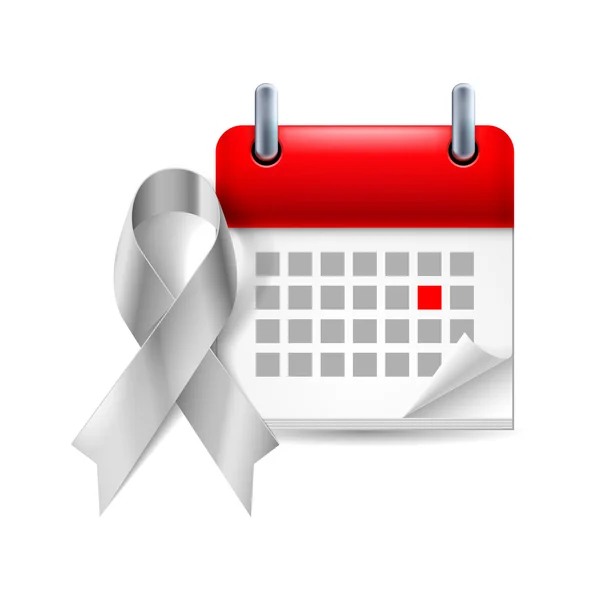 Silver awareness ribbon och kalender — Stock vektor