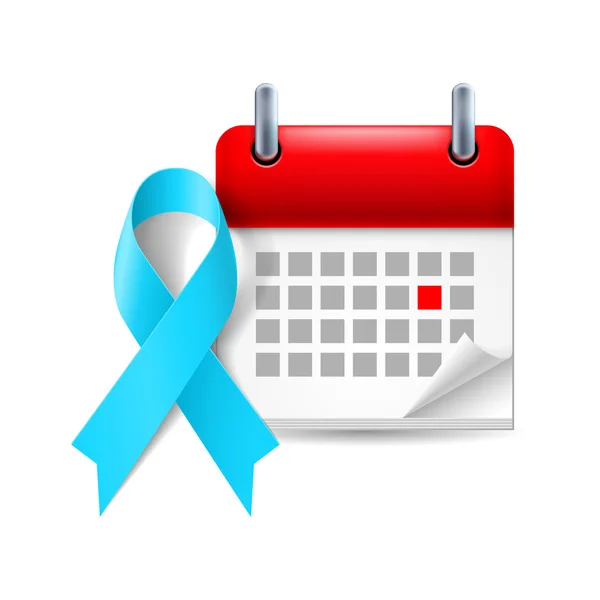 Light blue awareness ribbon and calendar — Stock Vector