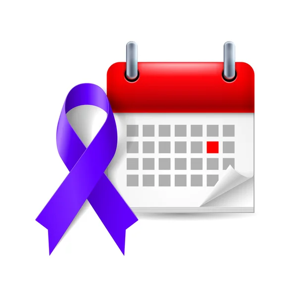 Indigo awareness ribbon och kalender — Stock vektor