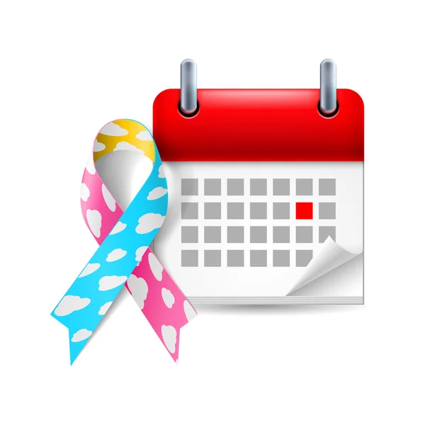 Moln awareness ribbon och kalender — Stock vektor