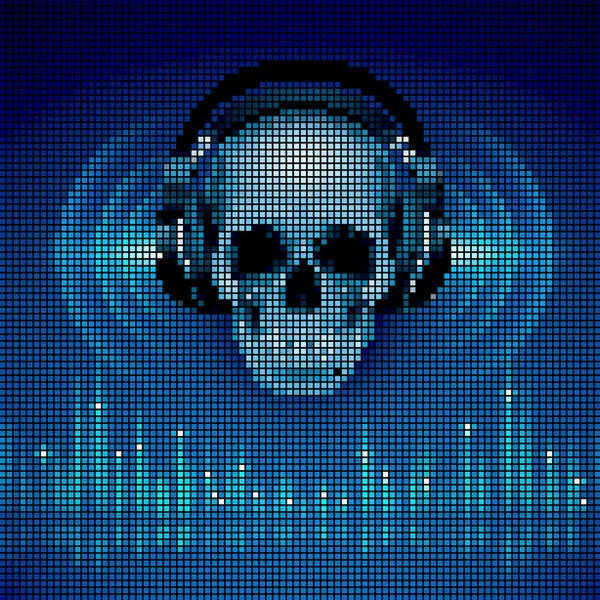 Skull in headphones. — Stock Vector