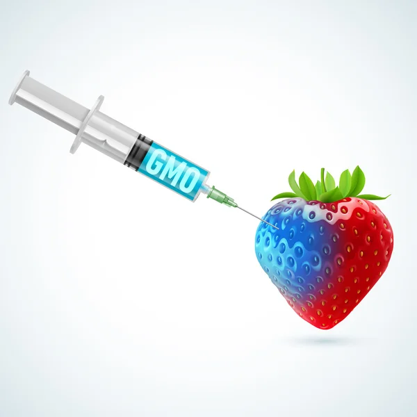 Erdbeere mit Gmo — Stockvektor