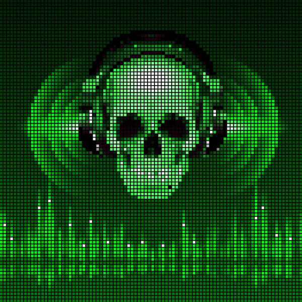 Череп в наушниках. Диско фон
