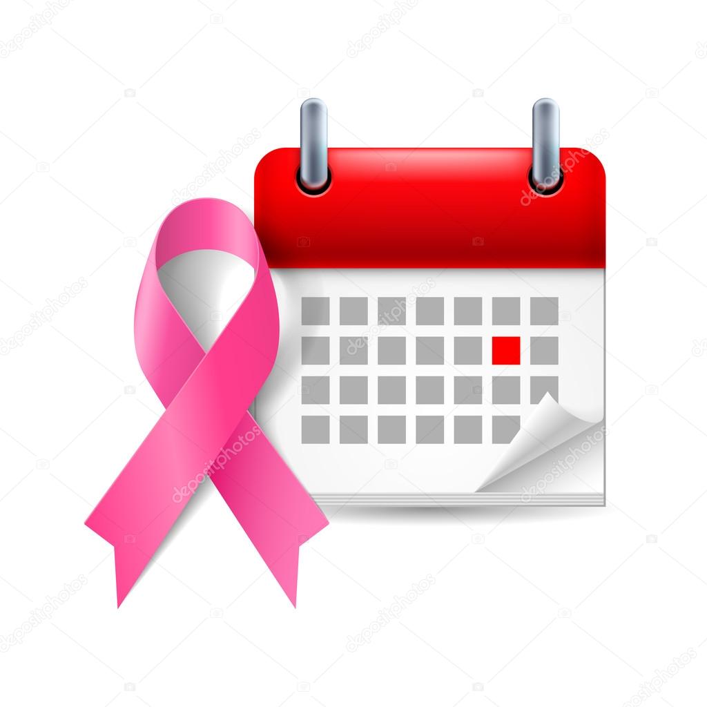 Pink awareness ribbon and calendar