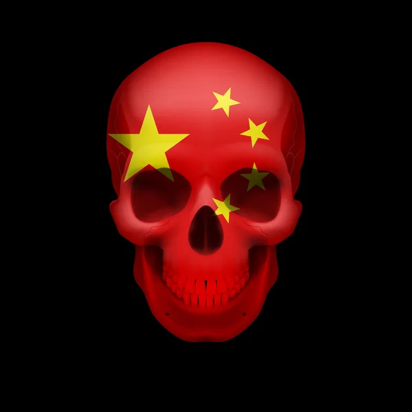 中国国旗的头骨 — 图库矢量图片