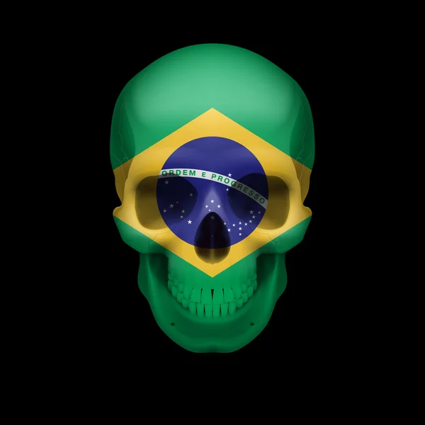 Brazilian flag skull — Stock Vector