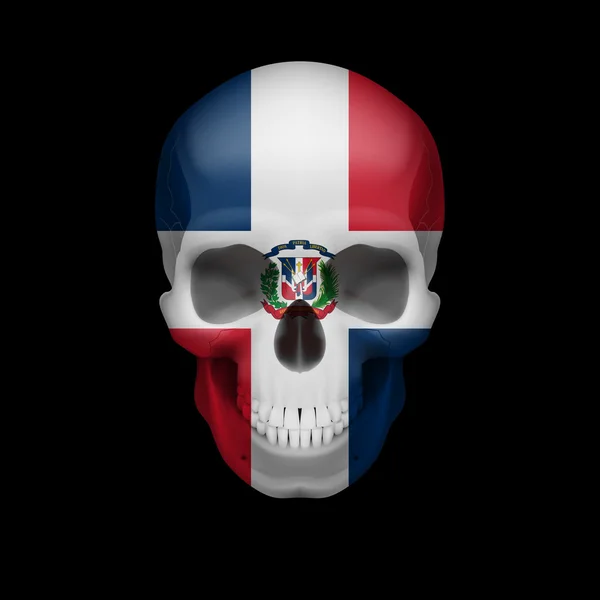 Dominicaanse Republiek vlag schedel — Stockvector
