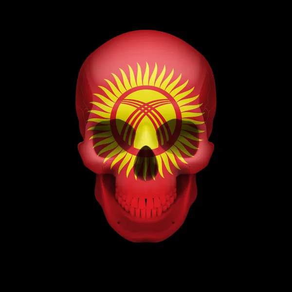 Calavera de bandera kirguisa — Vector de stock