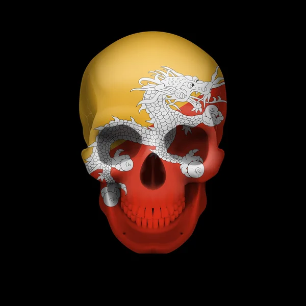 Bhutanese flag skull — Stock Vector