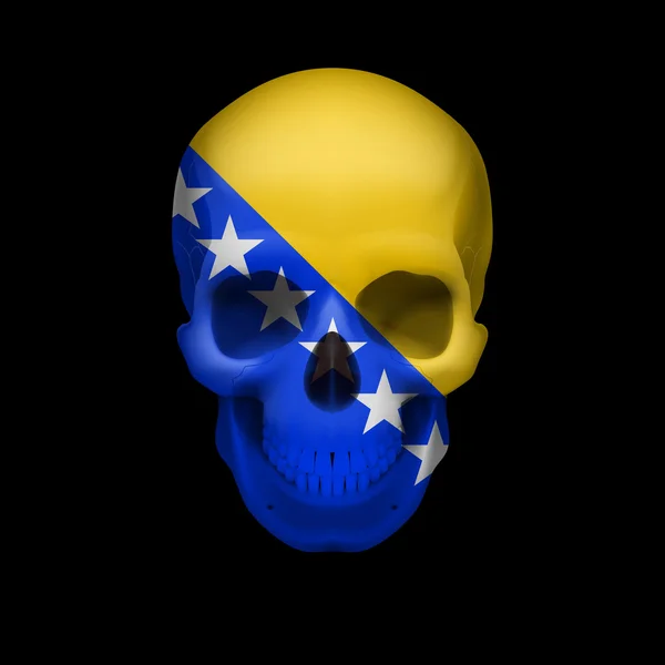 头骨与波斯尼亚和黑塞哥维那国旗 — 图库矢量图片