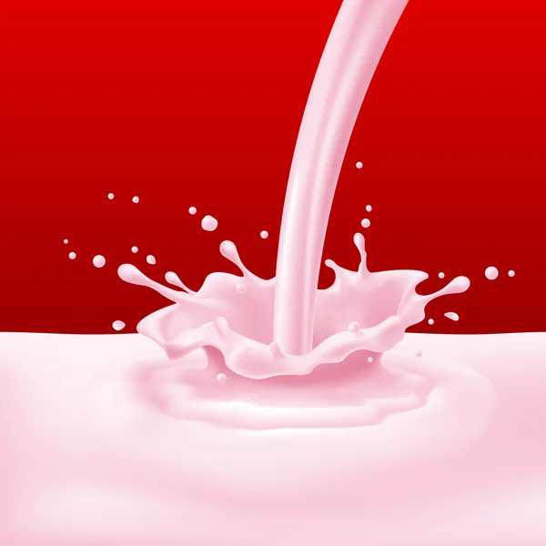 Yoghurt pouring with splashes — Stock Vector