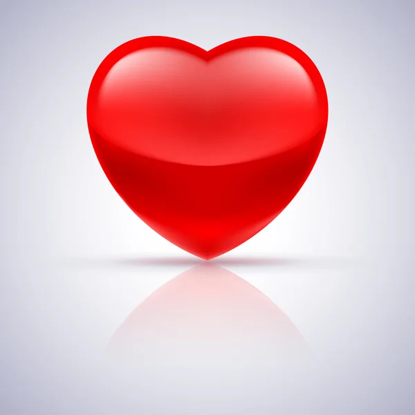 Lesklé červené srdce na grey — Stockový vektor