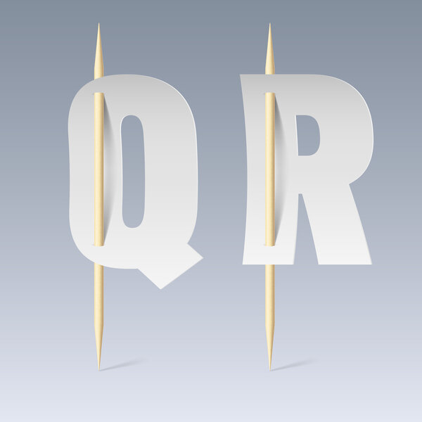 Paper font on toothpicks