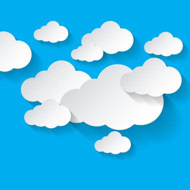 White clouds on blue background clipart