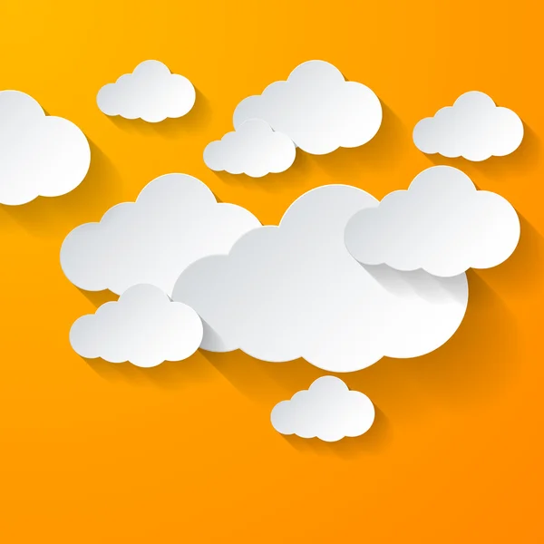 橘黄色的背景上的白色云彩 — 图库矢量图片