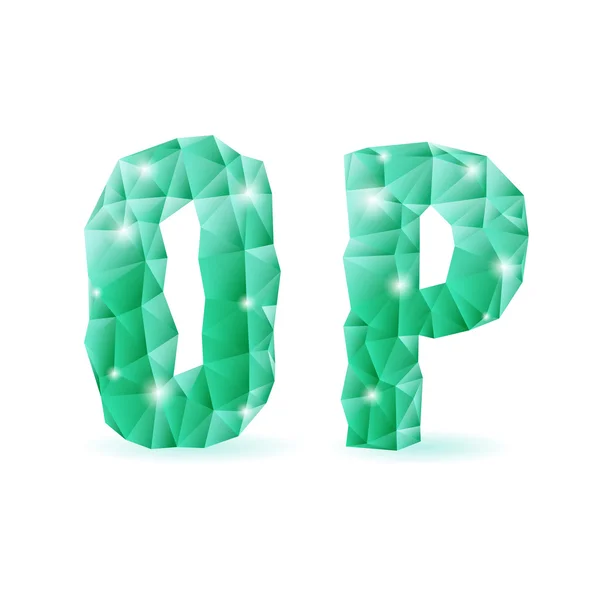 Emerald green polygonal font — Stock Vector