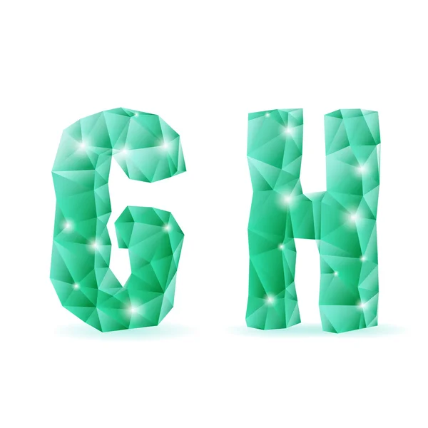 Emerald green polygonal font — Stock Vector