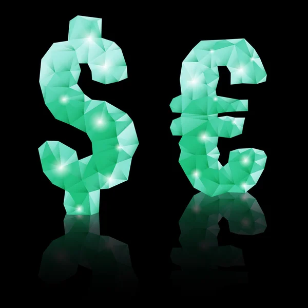 Smaragd zöld sokszögű betűtípus — Stock Vector