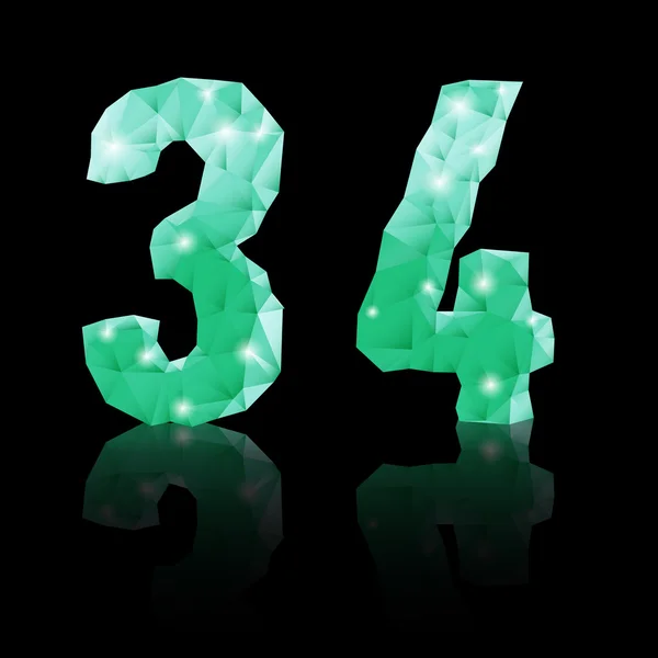 Smaragd groene veelhoekige lettertype — Stockvector