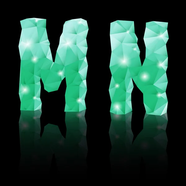 에메랄드 녹색 다각형 글꼴 — 스톡 벡터