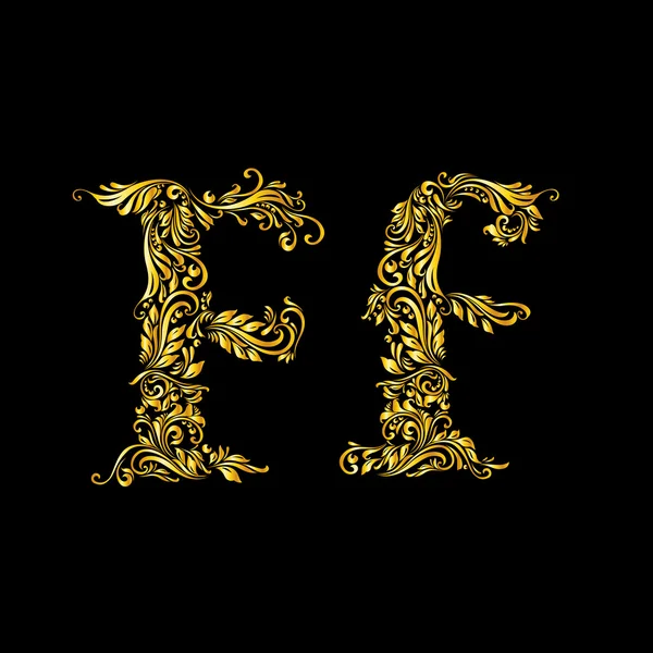 Letra decorada 'f' en mayúsculas y minúsculas — Vector de stock