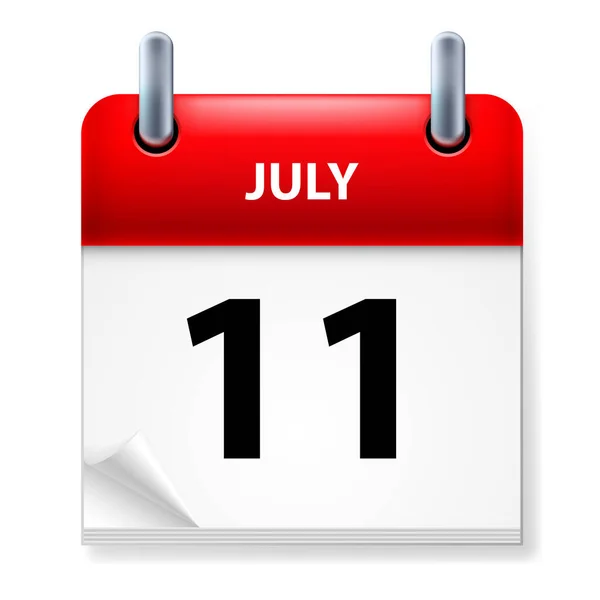 Décimo Primeiro Julho Ícone Calendário Fundo Branco — Vetor de Stock