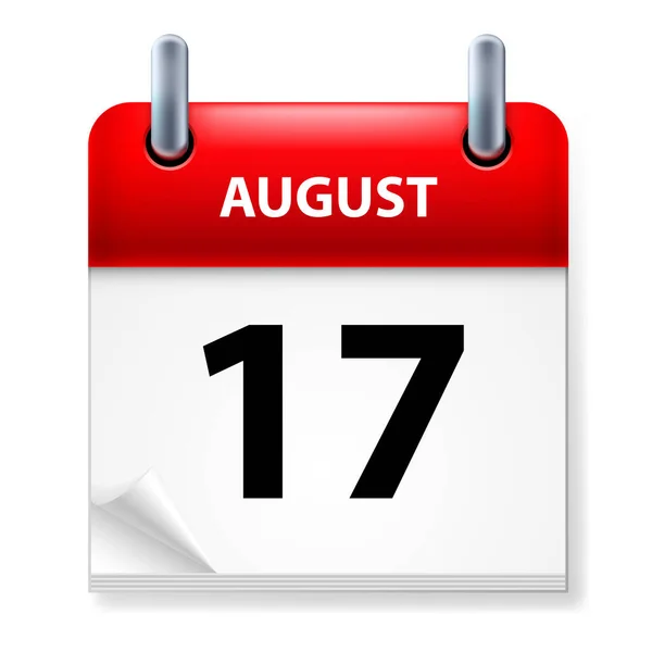 Siebzehnte August Kalendersymbol Auf Weißem Hintergrund — Stockvektor