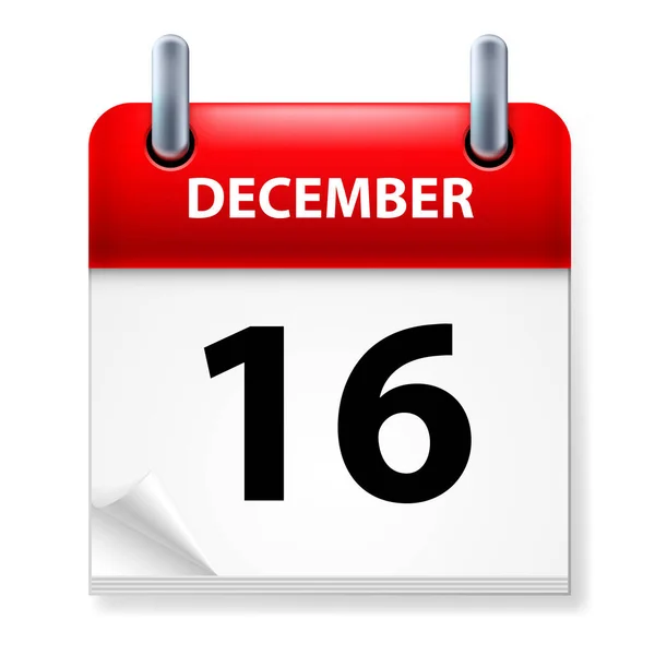 Seizième Décembre Icône Calendrier Sur Fond Blanc — Image vectorielle